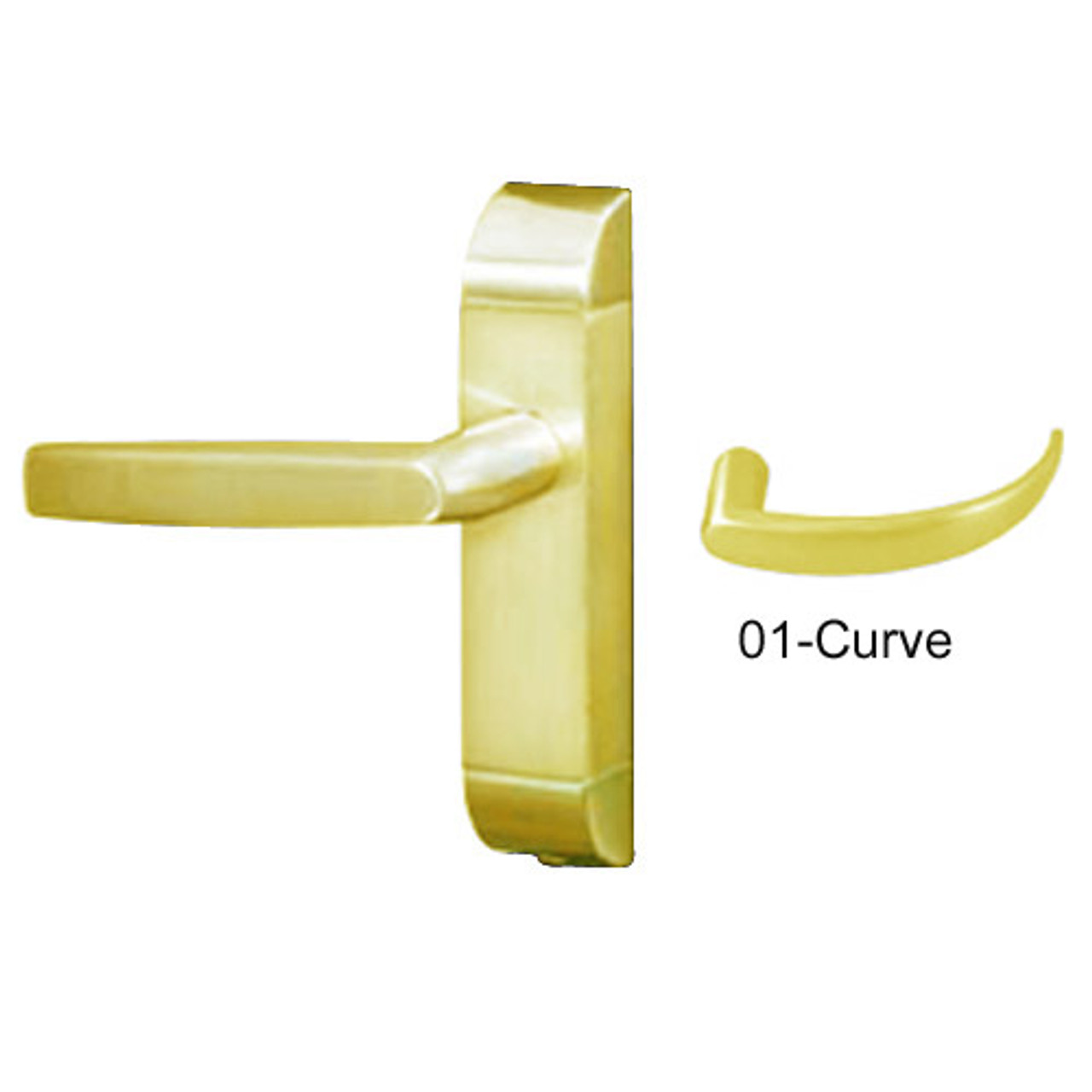 4600M-01-621-US3 Adams Rite Heavy Duty Curve Deadlatch Handles in Bright Brass Finish