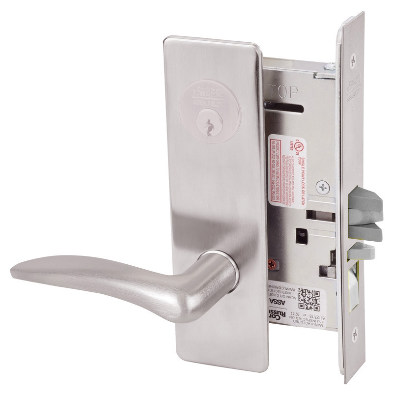 ML2068-DSM-630-LH Corbin Russwin ML2000 Series Mortise Privacy or Apartment Locksets with Drike Lever in Satin Stainless