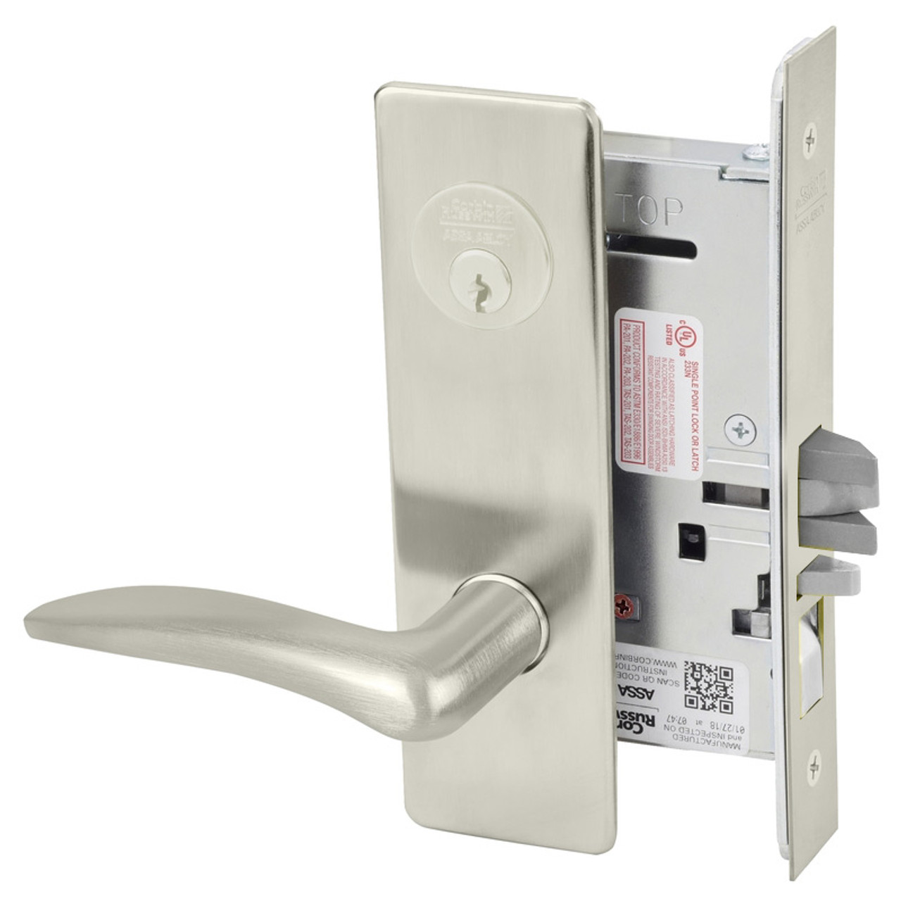 ML2002-DSM-619-LH Corbin Russwin ML2000 Series Mortise Classroom Intruder Locksets with Drike Lever in Satin Nickel