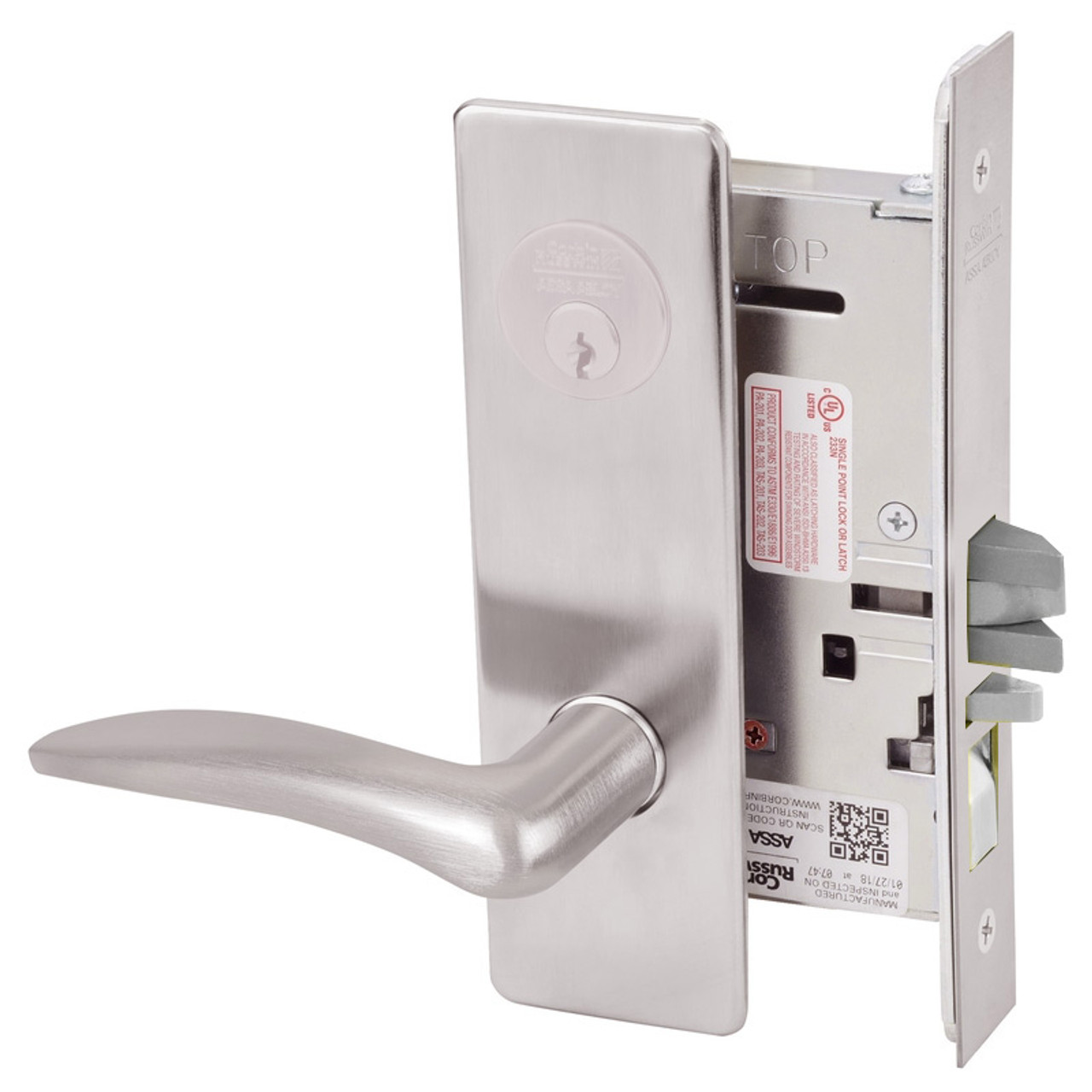 ML2002-DSM-630-LH Corbin Russwin ML2000 Series Mortise Classroom Intruder Locksets with Drike Lever in Satin Stainless