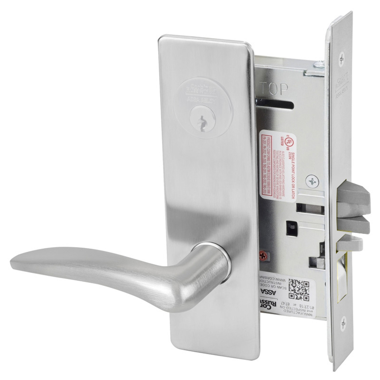 ML2052-DSM-626-LH Corbin Russwin ML2000 Series Mortise Classroom Intruder Locksets with Drike Lever in Satin Chrome