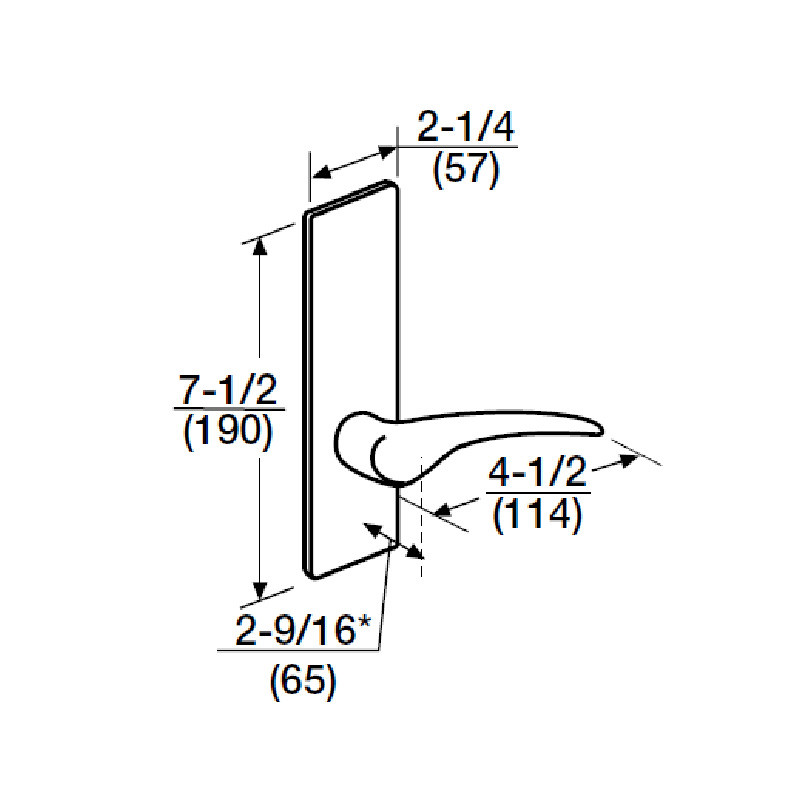 ML2055-DSM-605-LH-M31 Corbin Russwin ML2000 Series Mortise Classroom Trim Pack with Drike Lever in Bright Brass