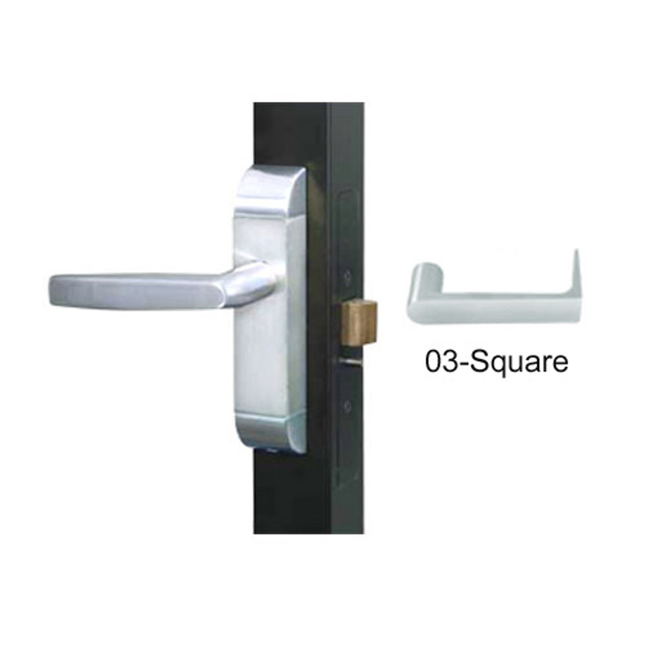 4600M-03-641-US32 Adams Rite Heavy Duty Square Deadlatch Handles in Bright Stainless Finish