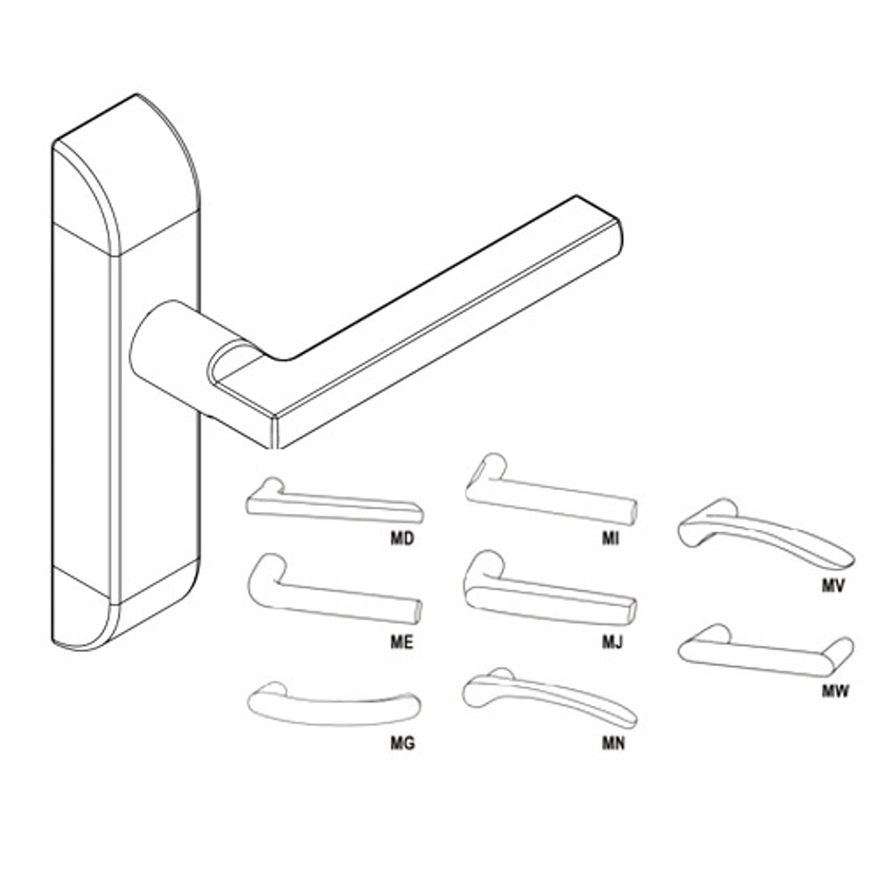 4600M-MD-522-US10B Adams Rite MD Designer Deadlatch handle