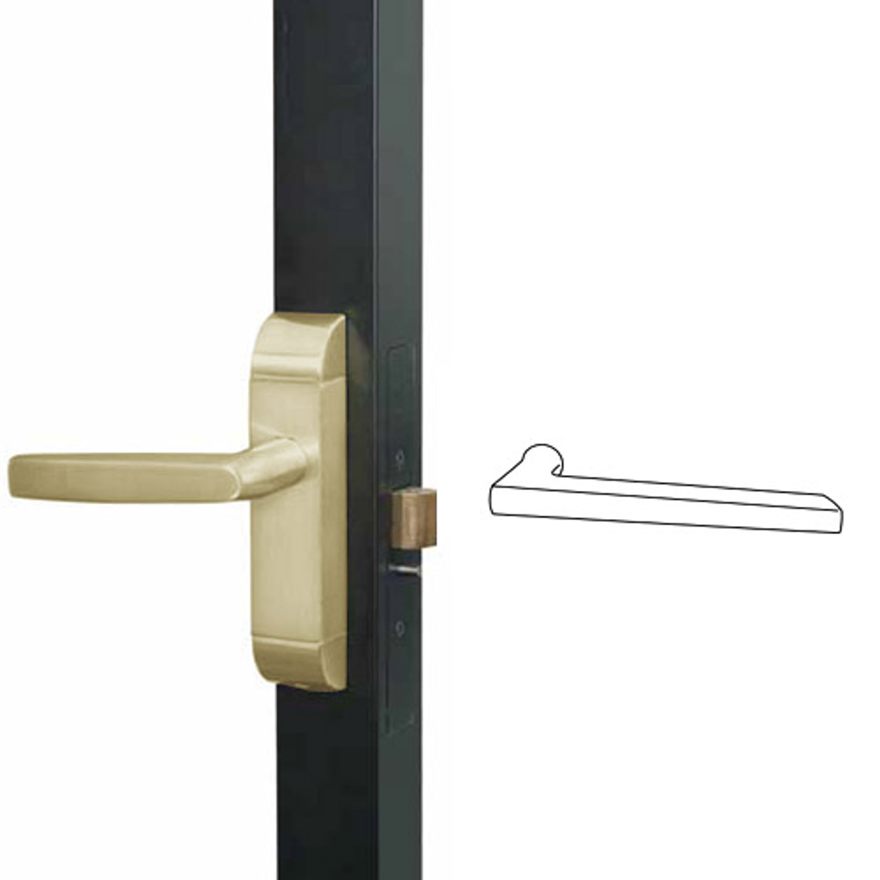 4600M-MD-642-US4 Adams Rite MD Designer Deadlatch handle in Satin Brass Finish