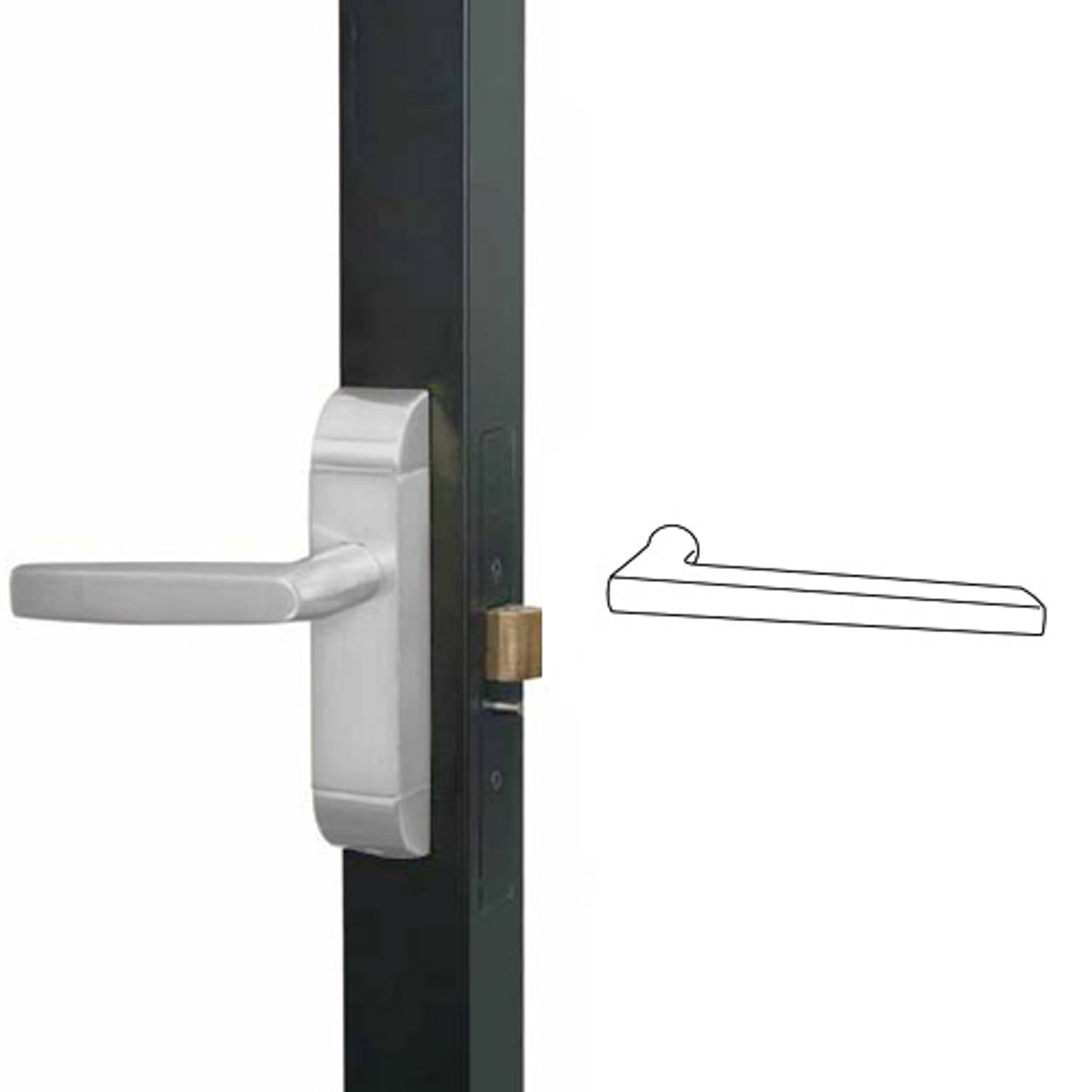 4600M-MD-521-US32 Adams Rite MD Designer Deadlatch handle in Bright Stainless Finish