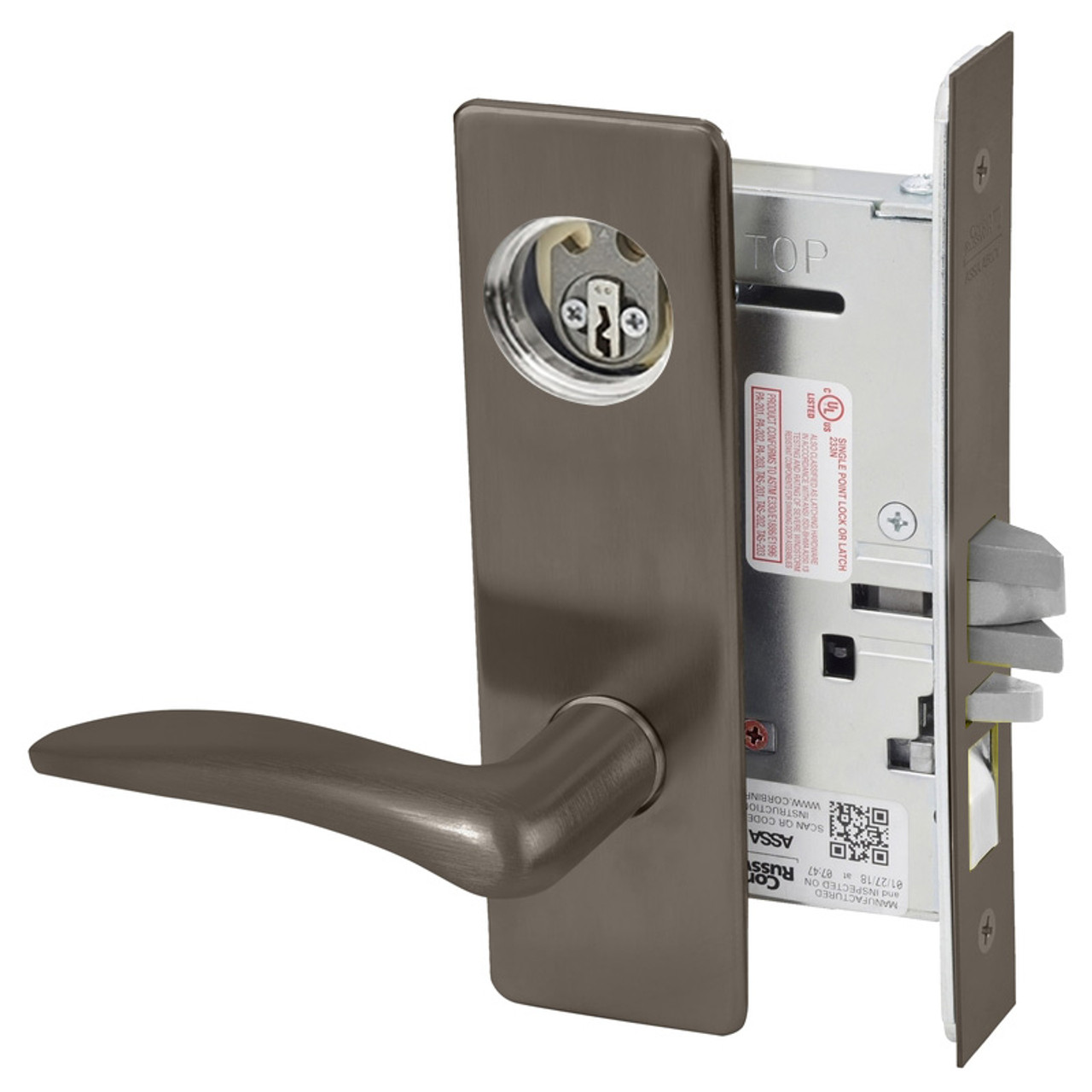 ML2072-DSM-613-RH Corbin Russwin ML2000 Series Mortise Classroom Intruder Locksets with Drike Lever with Deadbolt in Oil Rubbed Bronze