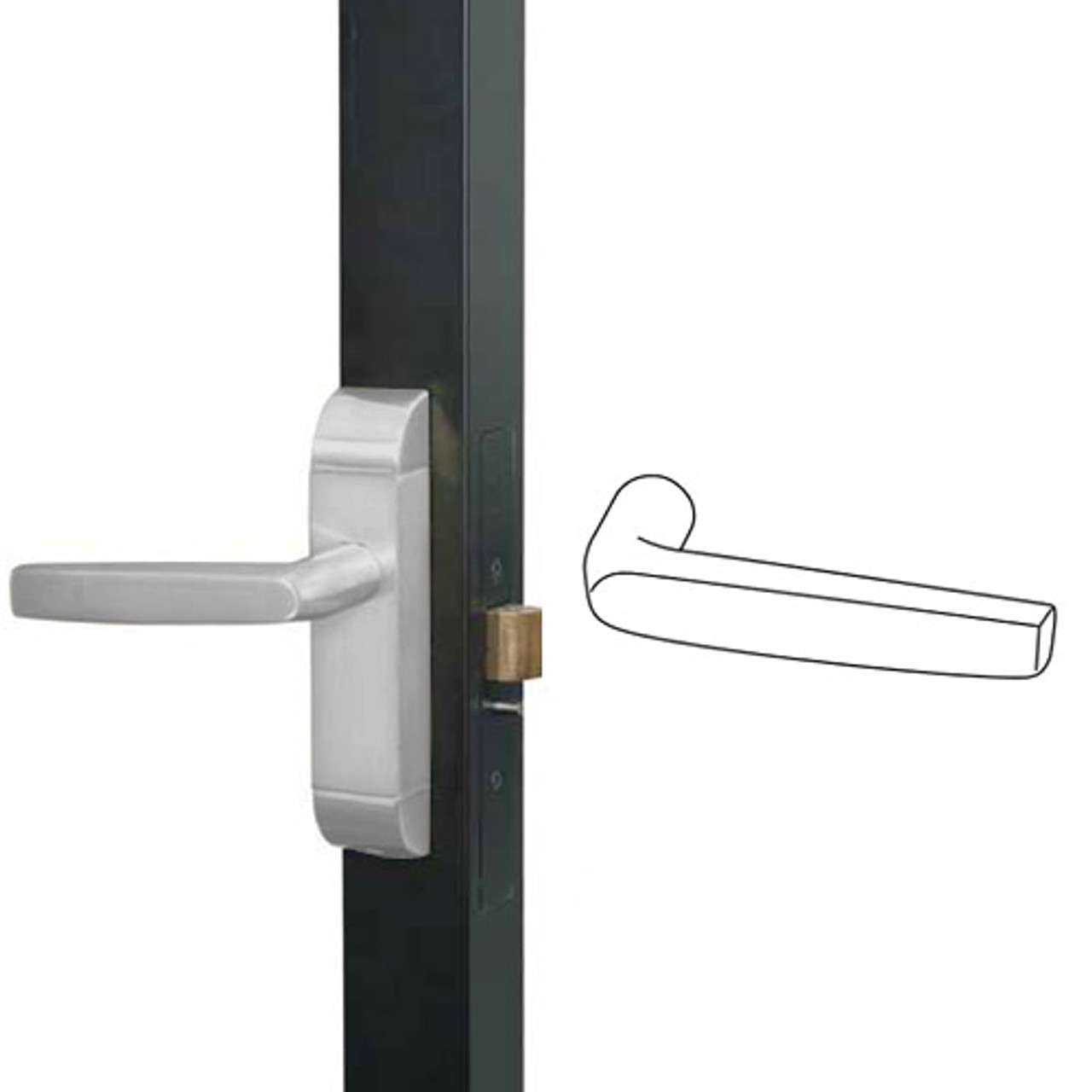 4600M-MJ-512-US32 Adams Rite MJ Designer Deadlatch handle in Bright Stainless Finish