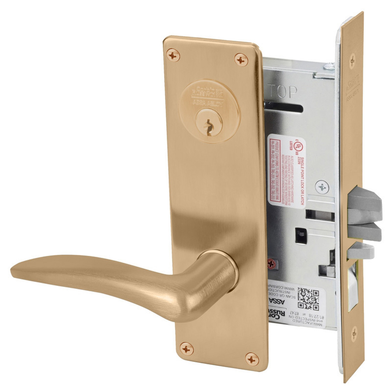 ML2002-DSM-612-LH Corbin Russwin ML2000 Series Mortise Classroom Intruder Locksets with Drike Lever in Satin Bronze