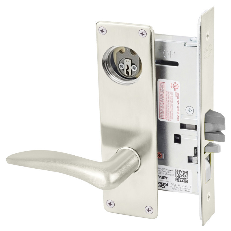 ML2055-DSN-618-LC-LH Corbin Russwin ML2000 Series Mortise Classroom Locksets with Drike Lever in Bright Nickel