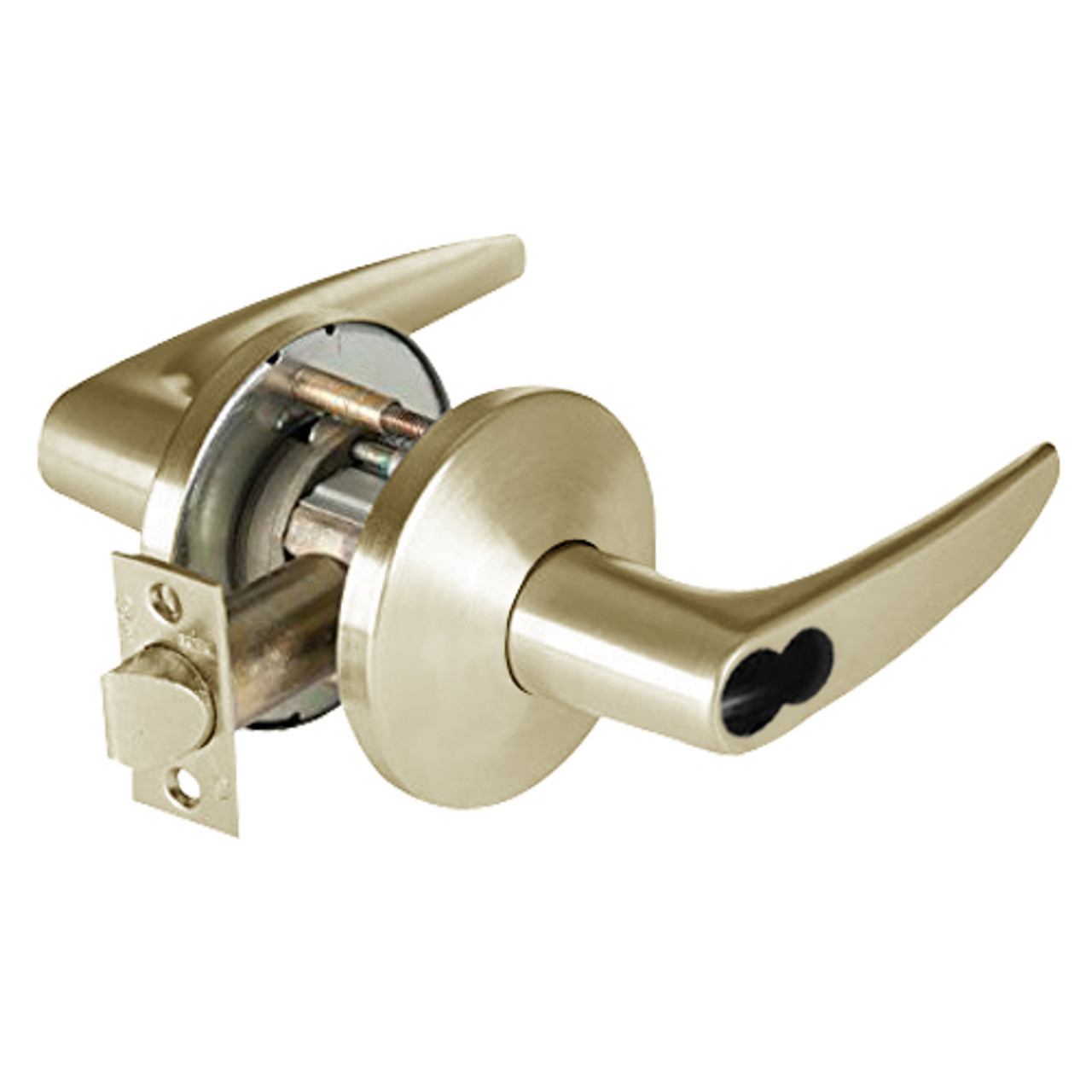 9K37YD16LS3606LM Best 9K Series Exit Function Cylindrical Lever Locks with Curved without Return Lever Design Accept 7 Pin Best Core in Satin Brass