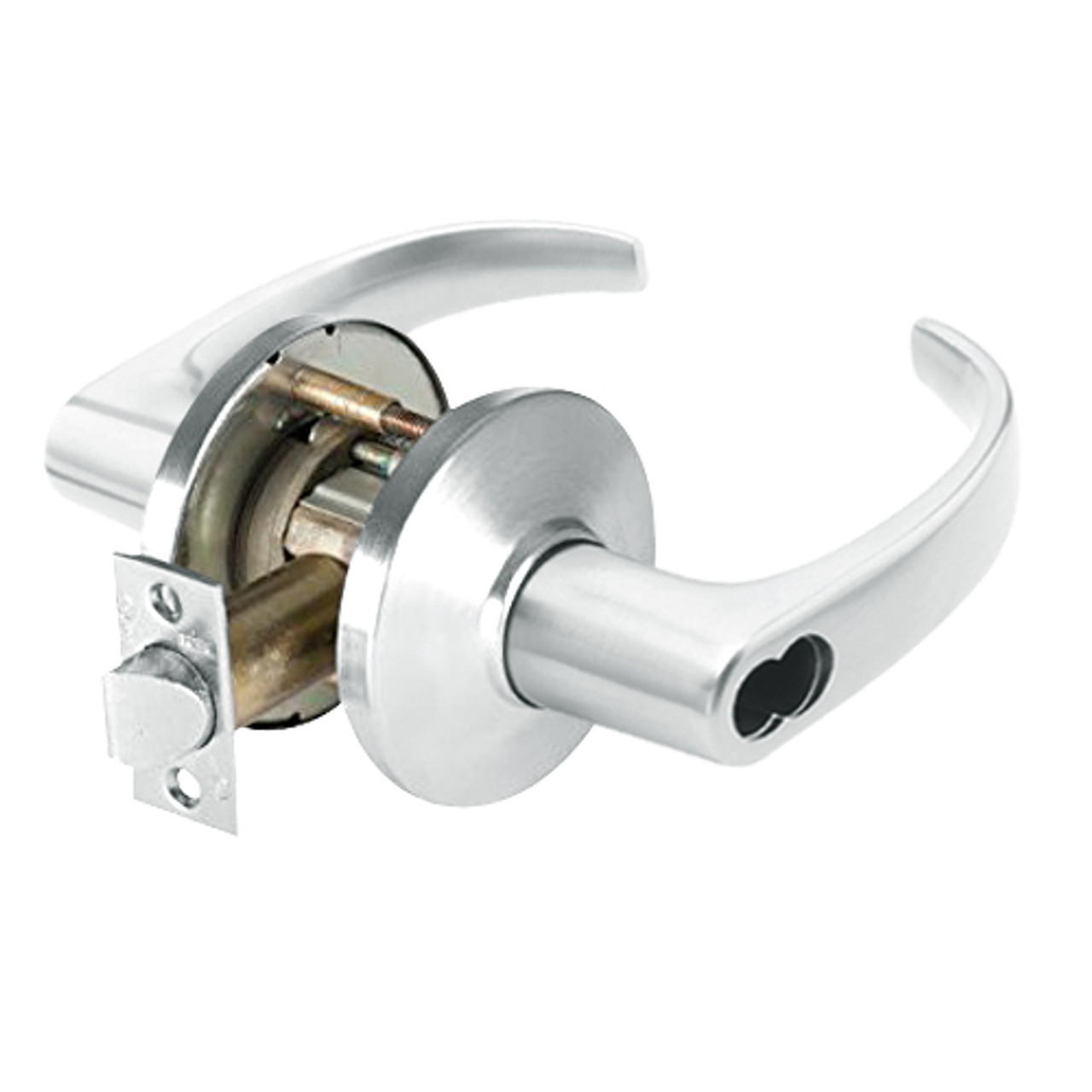 9K37YR14DSTK618LM Best 9K Series Special Function Cylindrical Lever Locks with Curved with Return Lever Design Accept 7 Pin Best Core in Bright Nickel