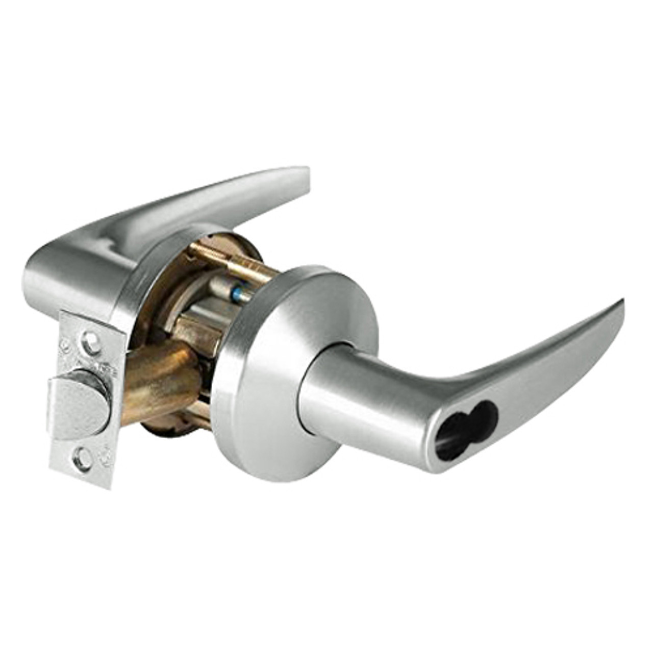9K37YR16KSTK618LM Best 9K Series Special Function Cylindrical Lever Locks with Curved without Return Lever Design Accept 7 Pin Best Core in Bright Nickel