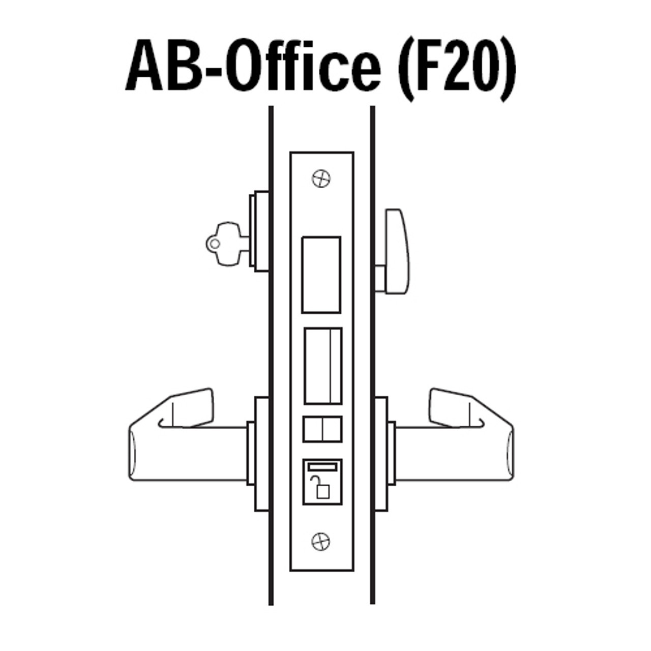 45H7AB14R618VIT Best 45H Series Office with Deadbolt Heavy Duty Mortise Lever Lock with Curved with Return Style and Visual Thumbturn Indicato in Bright Nickel