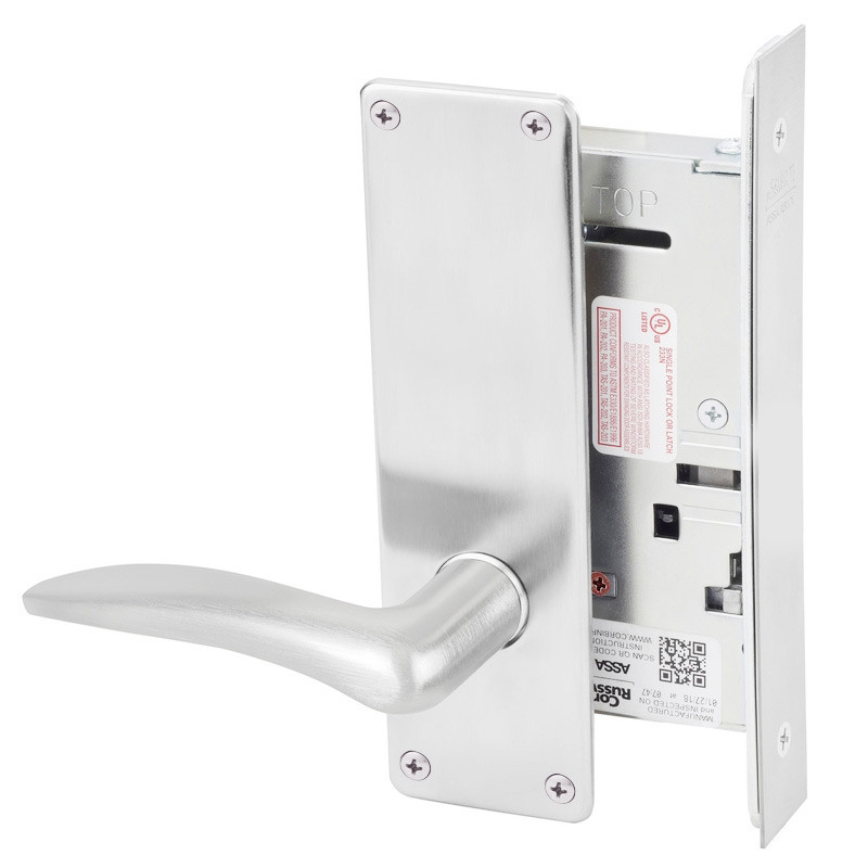 ML2030-DSN-625-RH Corbin Russwin ML2000 Series Mortise Privacy Locksets with Drike Lever in Bright Chrome