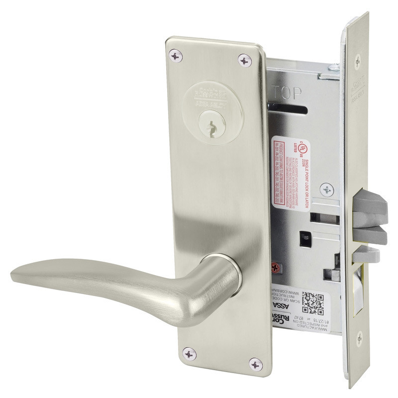 ML2068-DSN-619-RH Corbin Russwin ML2000 Series Mortise Privacy or Apartment Locksets with Drike Lever in Satin Nickel