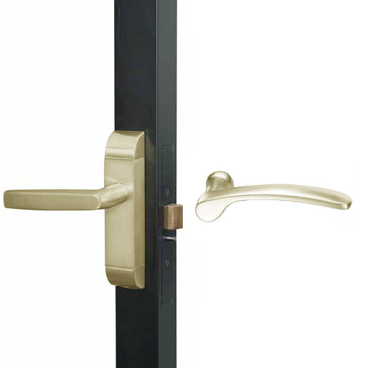 4600M-MN-521-US4 Adams Rite MN Designer Deadlatch handle in Satin Brass Finish