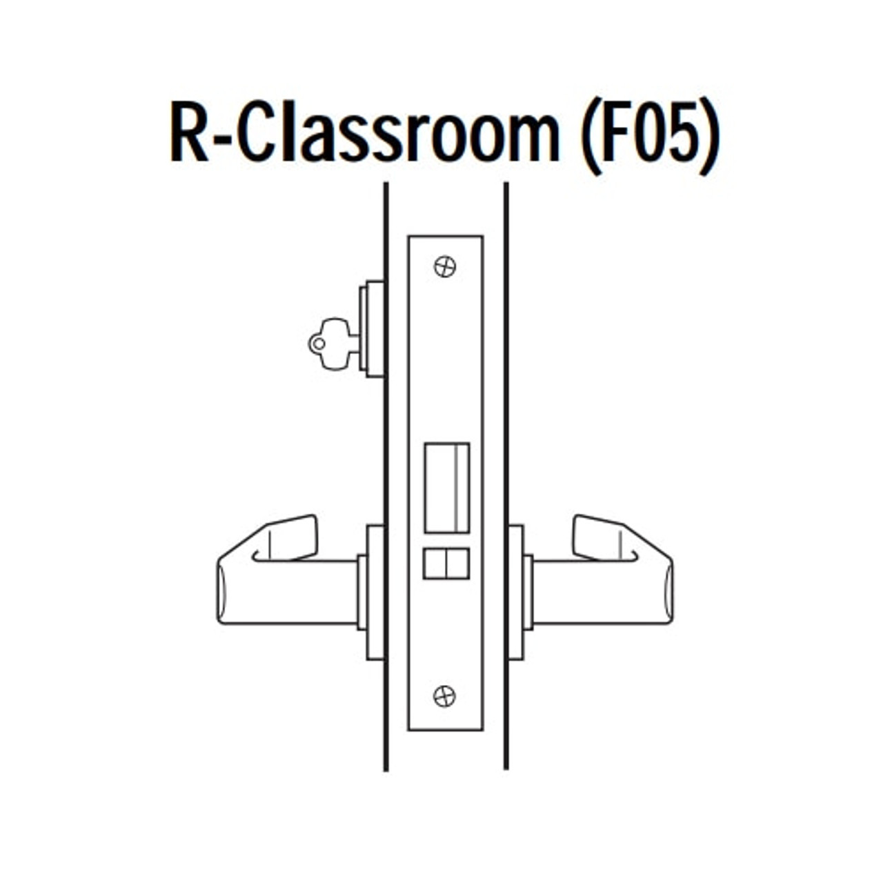 45H7R17LR605VIN Best 45H Series Classroom Heavy Duty Mortise Lever Lock with Gull Wing LH and Visual Keyed Indicator in Bright Brass