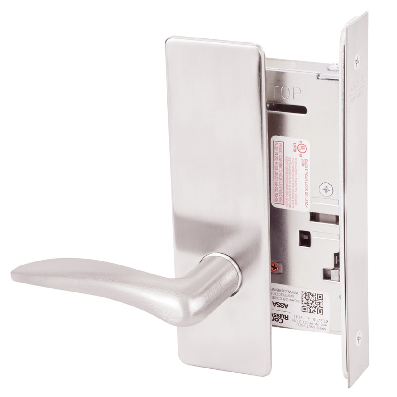 ML2070-DSP-629-LH Corbin Russwin ML2000 Series Mortise Full Dummy Locksets with Drike Lever in Bright Stainless Steel