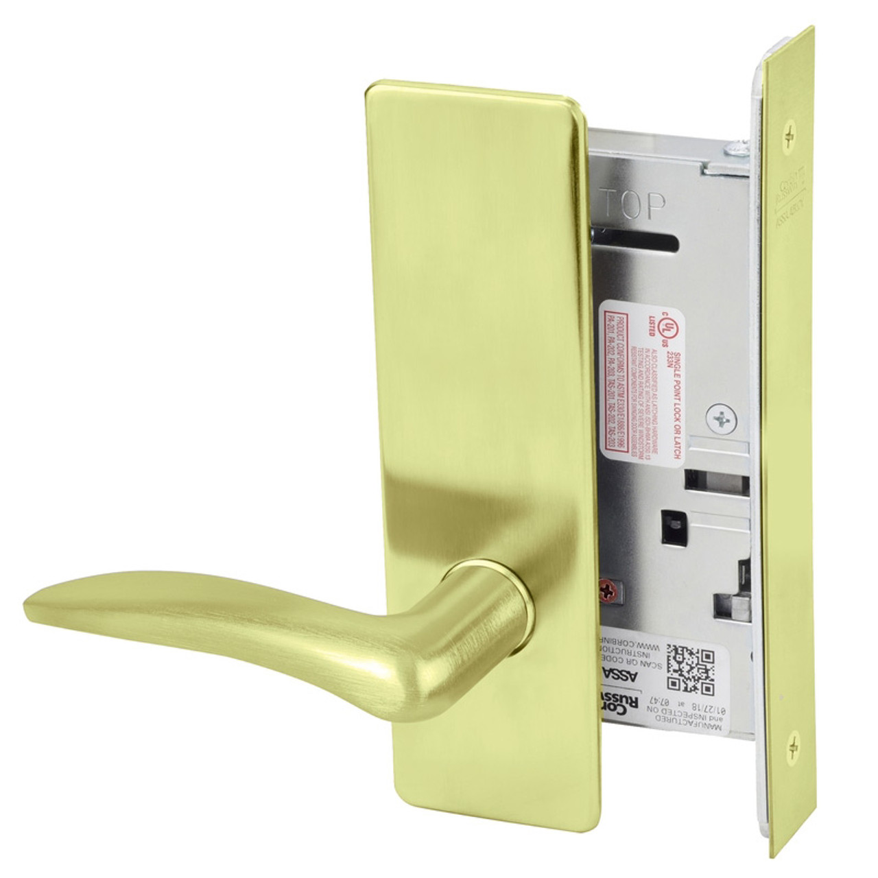 ML2030-DSM-605-LH-M31 Corbin Russwin ML2000 Series Mortise Privacy Locksets with Drike Lever in Bright Brass ML2030-DSM-605-LH-M31 Corbin Russwin ML2000 Series Mortise Privacy Locksets with Drike Lever in Bright Brass