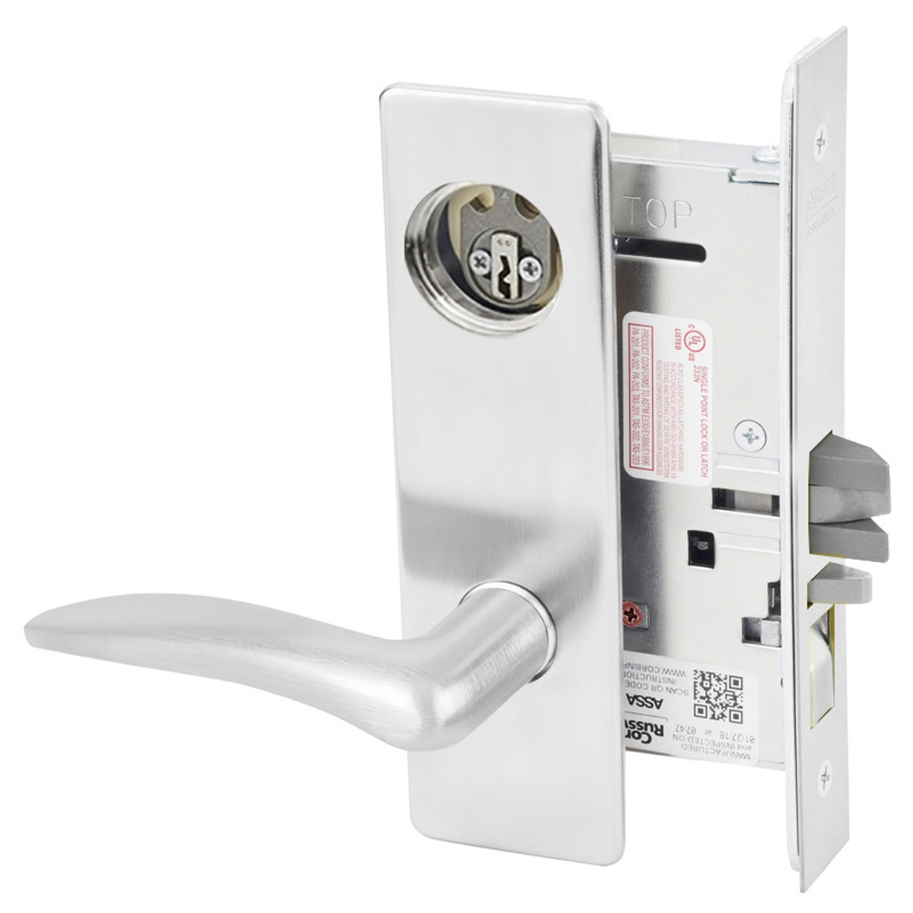 ML2062-DSP-625-CL7-LH Corbin Russwin ML2000 Series IC 7-Pin Less Core Mortise Intruder Locksets with Drike Lever with Deadbolt in Bright Chrome