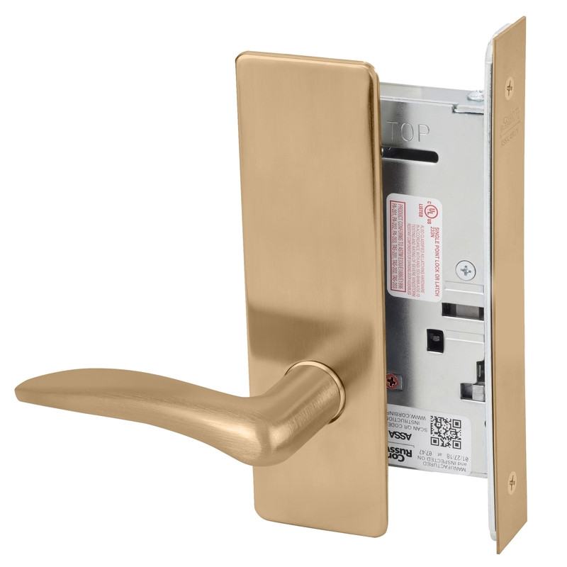 ML2030-DSP-612-RH Corbin Russwin ML2000 Series Mortise Privacy Locksets with Drike Lever in Satin Bronze
