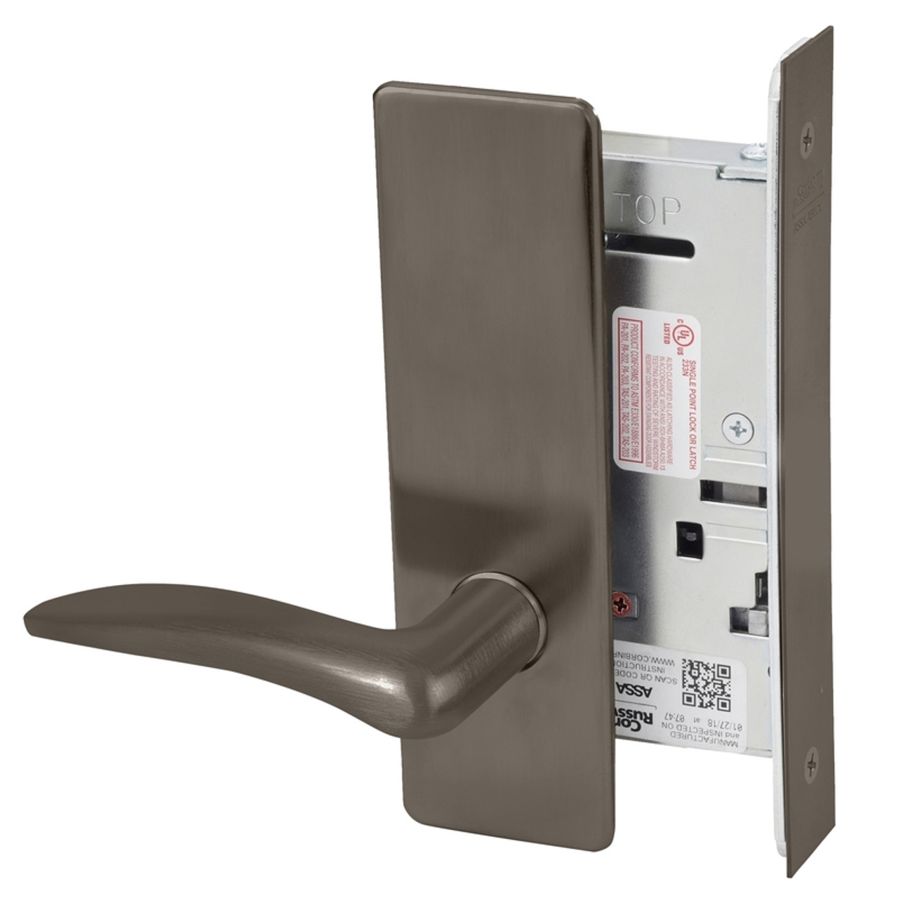 ML2020-DSM-613-RH-M31 Corbin Russwin ML2000 Series Mortise Privacy Locksets with Drike Lever in Oil Rubbed Bronze