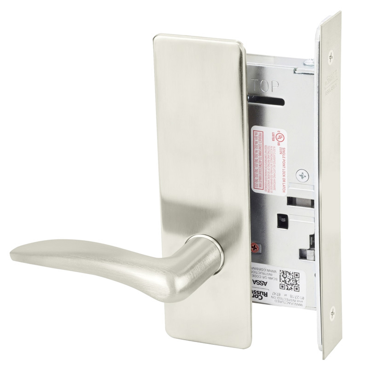ML2020-DSM-618-RH-M31 Corbin Russwin ML2000 Series Mortise Privacy Locksets with Drike Lever in Bright Nickel