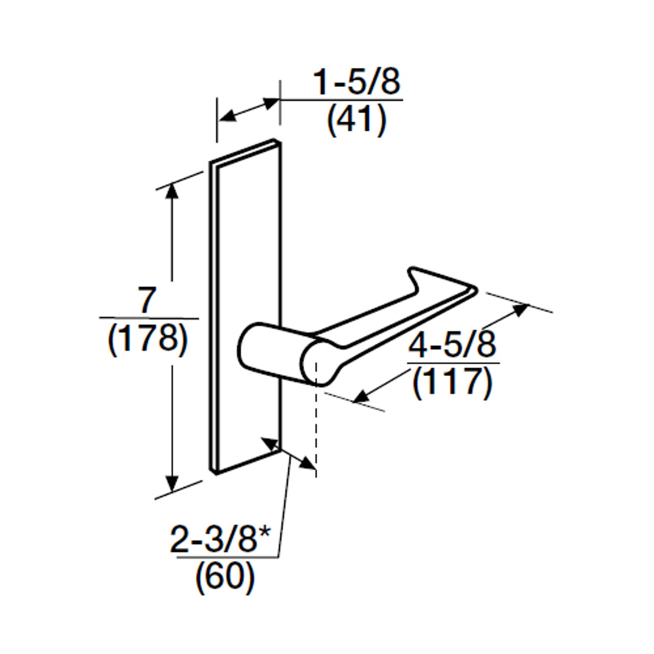 ML2050-ESP-625 Corbin Russwin ML2000 Series Mortise Half Dummy Locksets with Essex Lever in Bright Chrome