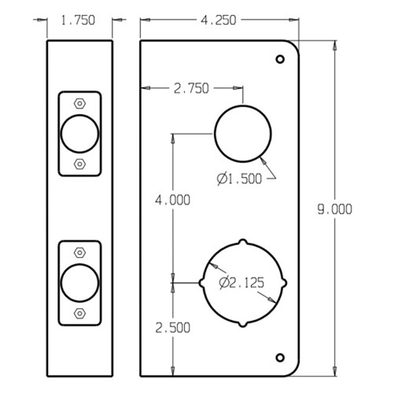 484-BZ-CW Don Jo Classic Wrap Around Plate Dimensional View