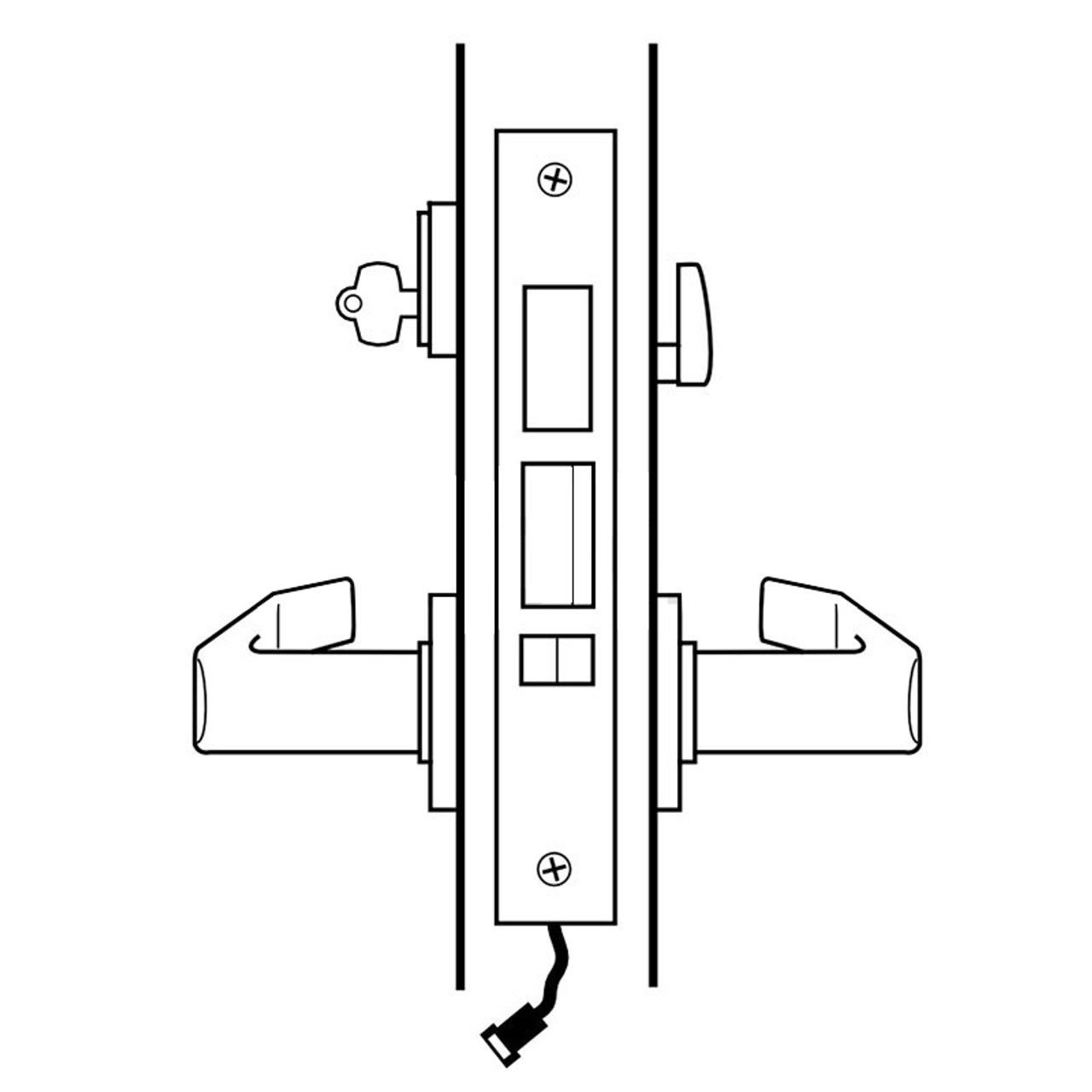45HW7TDEL15H61912V Best 40HW series Single Key Deadbolt Fail Safe Electromechanical Mortise Lever Lock with Contour w/ Angle Return Style in Satin Nickel