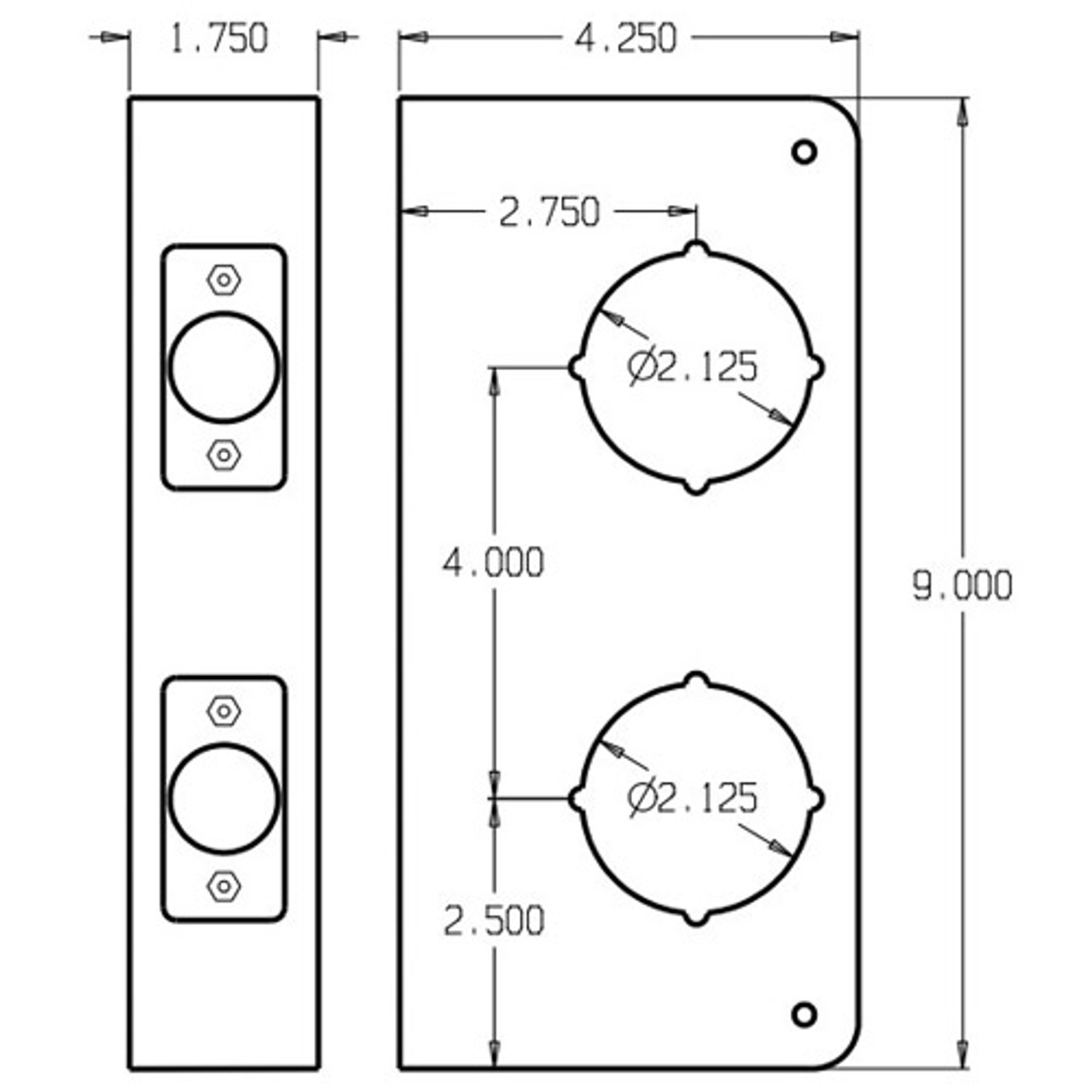 943-10B-CW Don Jo Classic Wrap Around Plate Dimensional View