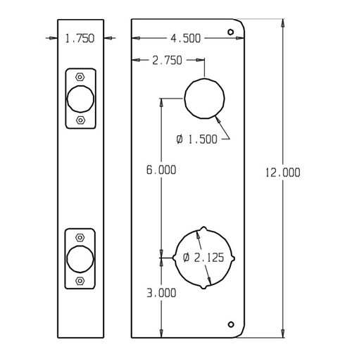 486-10B-CW Don Jo Classic Wrap Around Plate Dimensional View