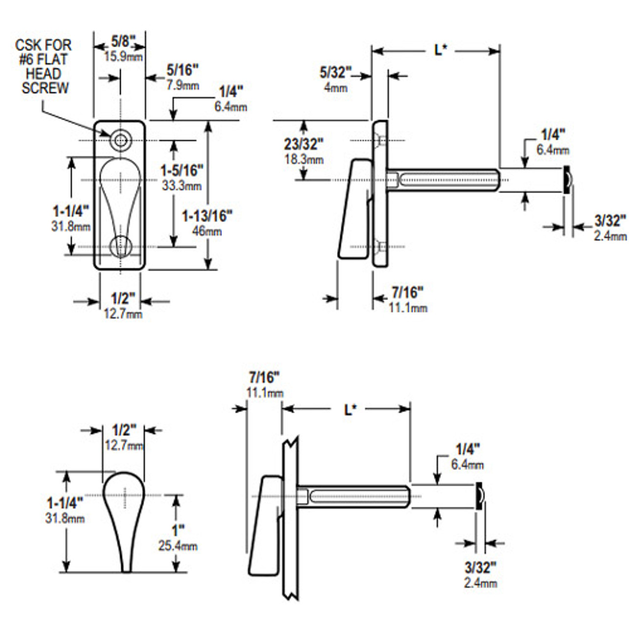 1000-01-13-119 Adams Rite 1000 Series Turns Dimensional View