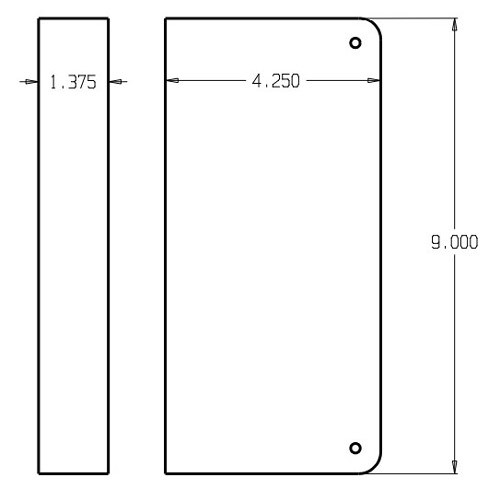 30-AB-CW Don Jo Blank Wrap-Around Plate with Trim Screws Dimensional View