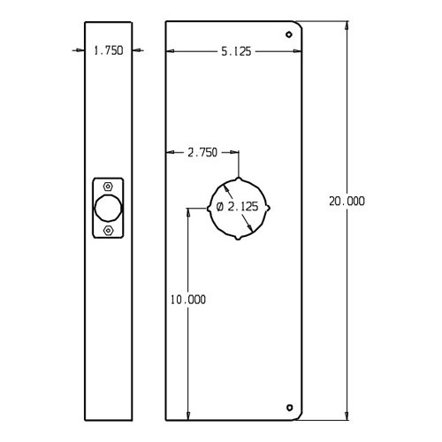 20-10B-CW Don Jo 20" Wrap-Around Plate Dimensional View