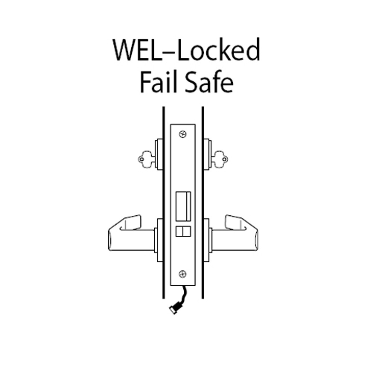45HW7WEL16S62612V Best 40HW series Double Key Latch Fail Safe Electromechanical Mortise Lock with Curved w/ No Return Style in Satin Chrome