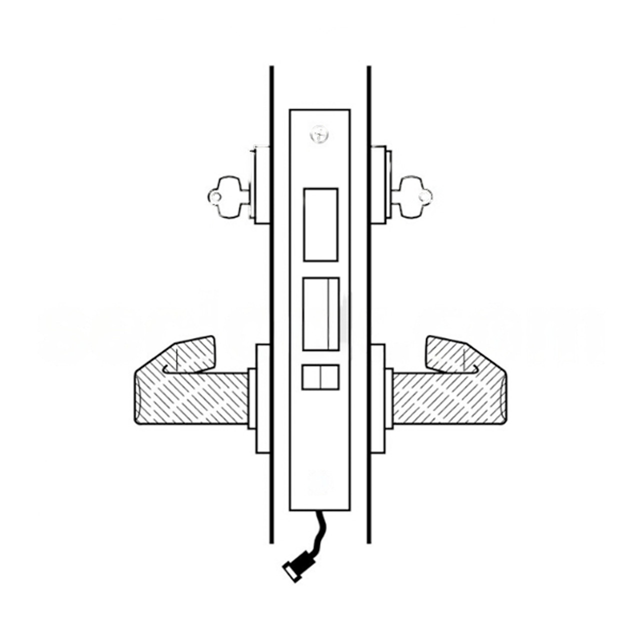 45HW7TWEU15S629RQE12V Best 40HW series Double Key Deadbolt Fail Secure Electromechanical Mortise Lever Lock with Contour w/ Angle Return Style in Bright Stainless Steel