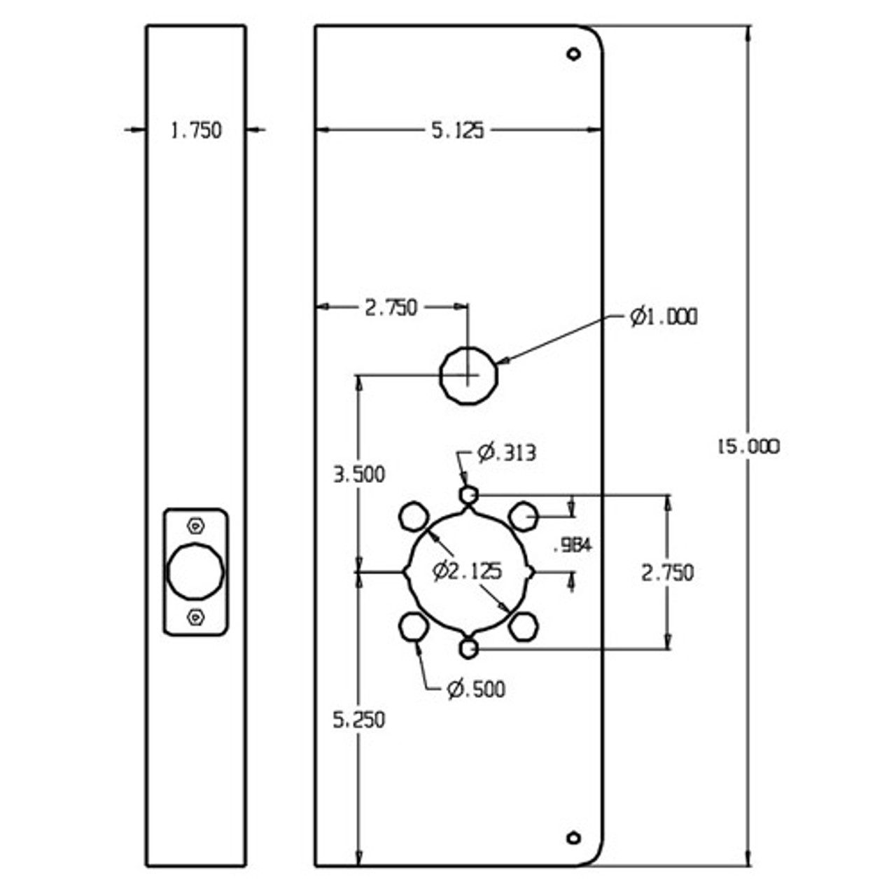 25-PB-CW Don Jo Wrap-Around Plate Dimensional View