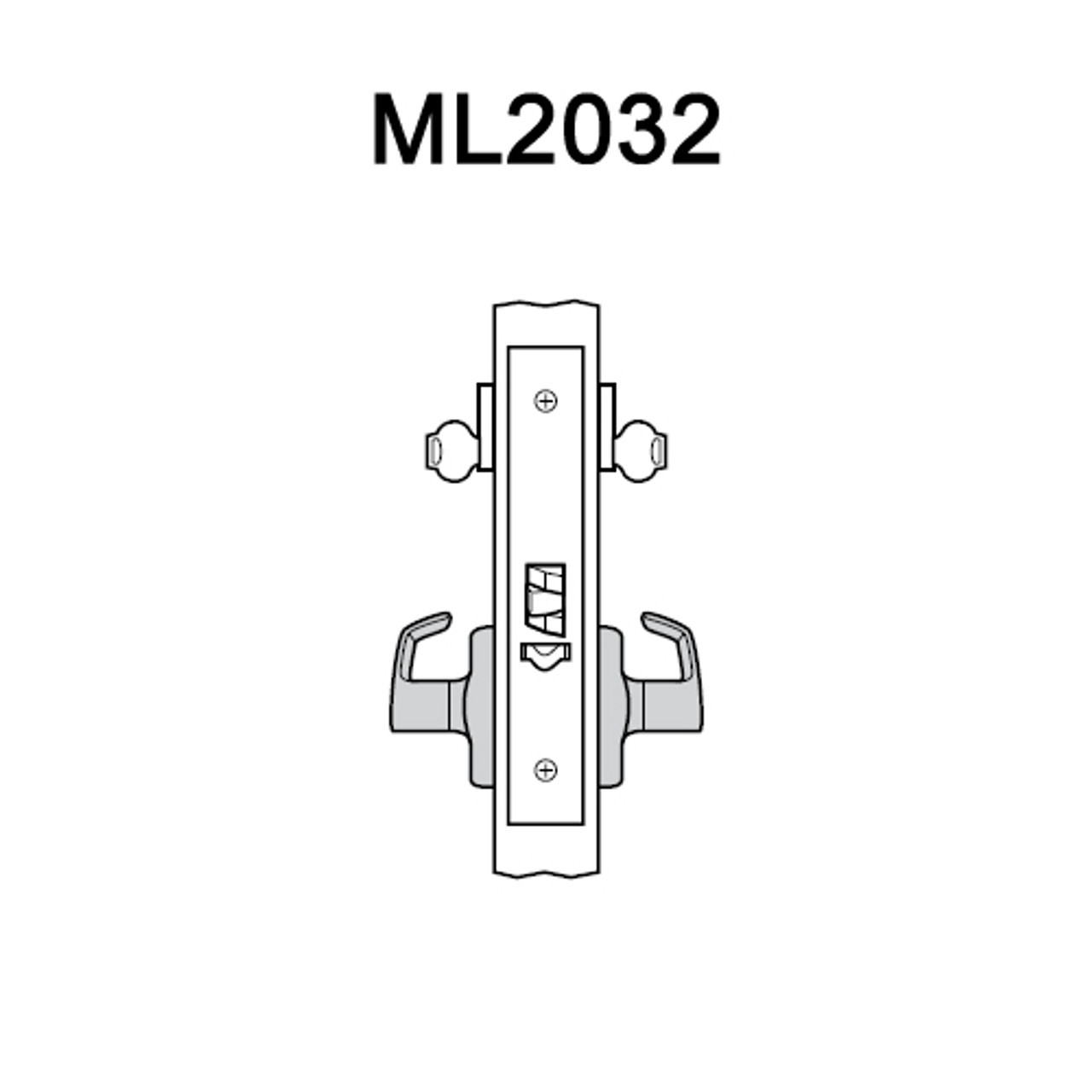 ML2032-DSB-629-LC-LH Corbin Russwin ML2000 Series Mortise Institution Locksets with Dirke Lever in Bright Stainless Steel