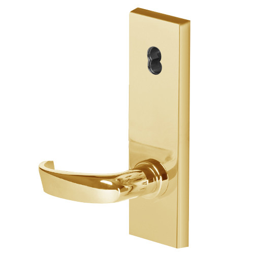 45HW7TDEU14N605RQE Best 40HW series Single Key Deadbolt Fail Secure Electromechanical Mortise Lever Lock with Curved w/ Return Style in Bright Brass