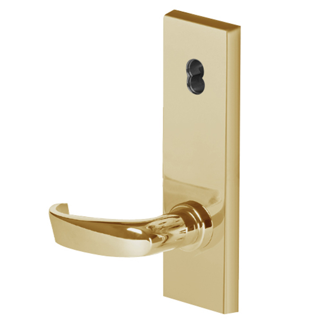 45HW7TDEL14N606 Best 40HW series Single Key Deadbolt Fail Safe Electromechanical Mortise Lever Lock with Curved w/ Return Style in Satin Brass