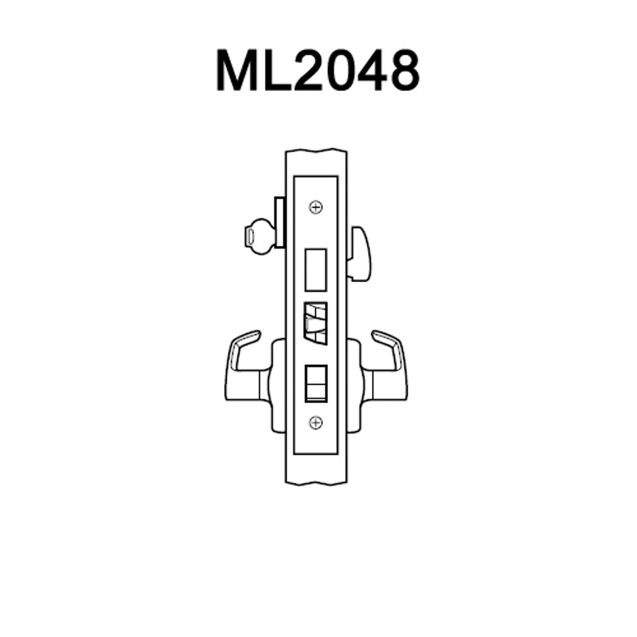 ML2048-DSB-629-LC-RH Corbin Russwin ML2000 Series Mortise Entrance Locksets with Dirke Lever in Bright Stainless Steel