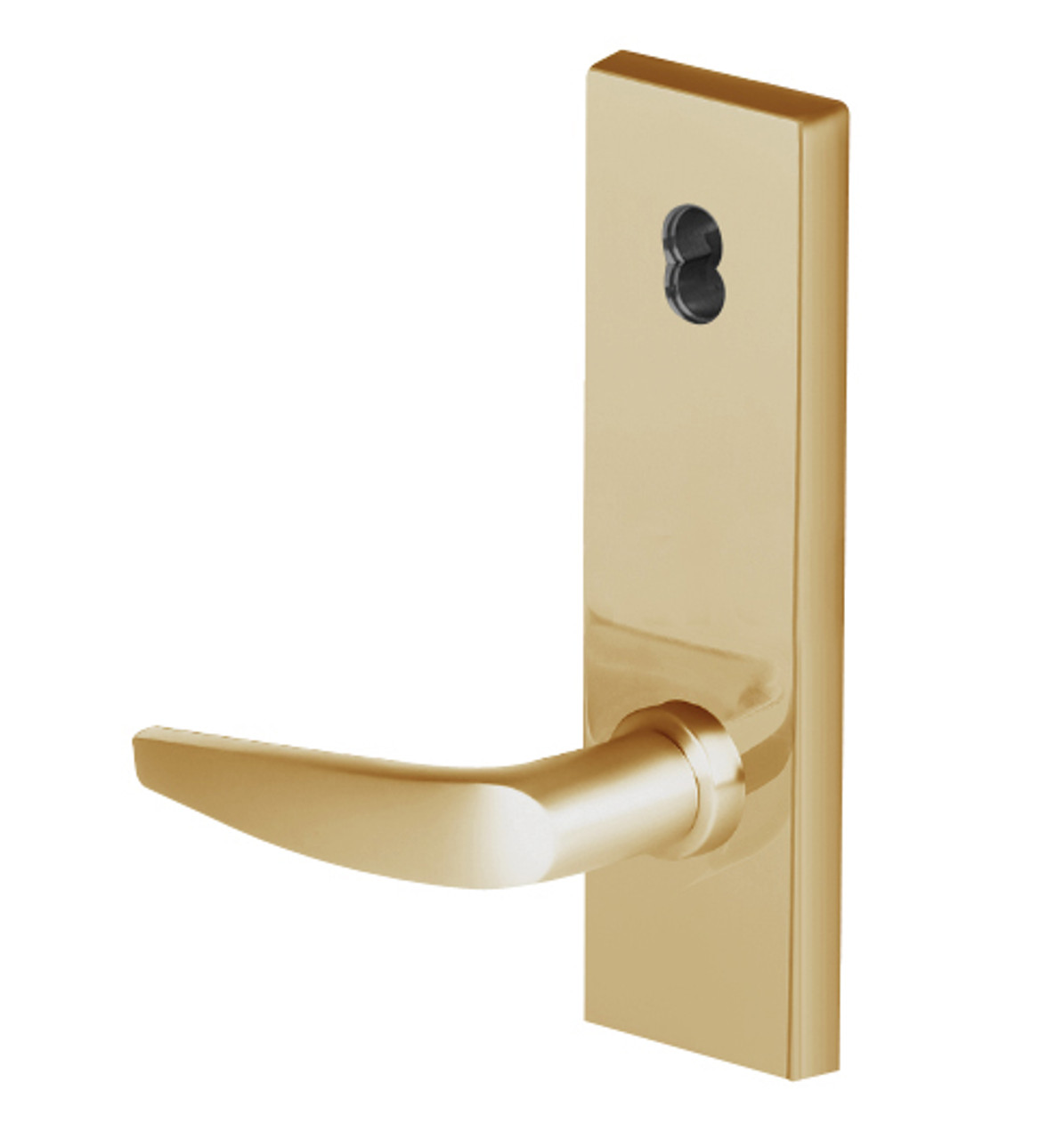 45HW7TWEU16N606 Best 40HW series Double Key Deadbolt Fail Secure Electromechanical Mortise Lever Lock with Curved w/ No Return Style in Satin Brass