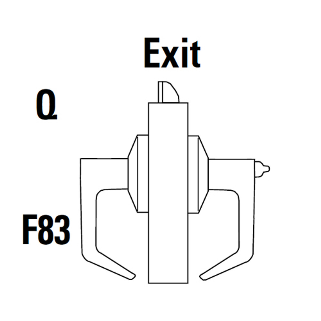 9K30Q15KSTK625LM Best 9K Series Exit Heavy Duty Cylindrical Lever Locks with Contour Angle with Return Lever Design in Bright Chrome