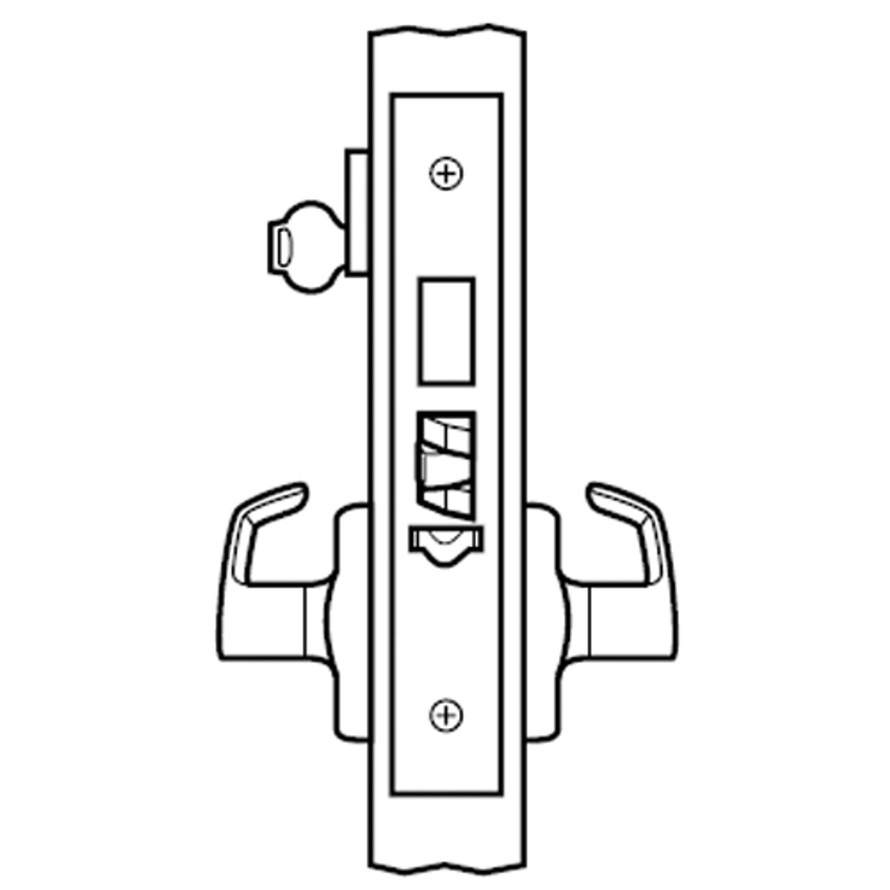 ML2073-ESA-629-CL6 Corbin Russwin ML2000 Series IC 6-Pin Less Core Mortise Classroom Security Locksets with Essex Lever and Deadbolt in Bright Stainless Steel