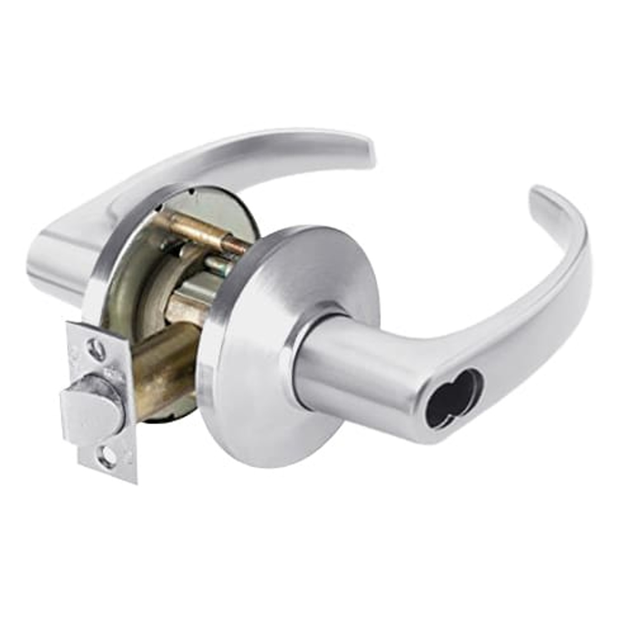 9K37W14DSTK626LM Best 9K Series Institutional Cylindrical Lever Locks with Curved with Return Lever Design Accept 7 Pin Best Core in Satin Chrome