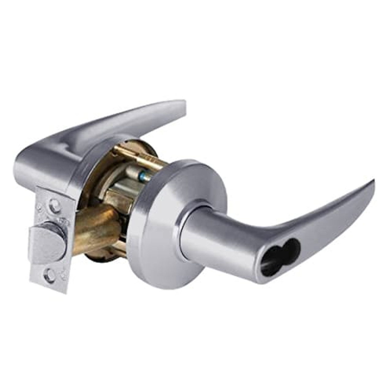 9K37W16CSTK626LM Best 9K Series Institutional Cylindrical Lever Locks with Curved without Return Lever Design Accept 7 Pin Best Core in Satin Chrome