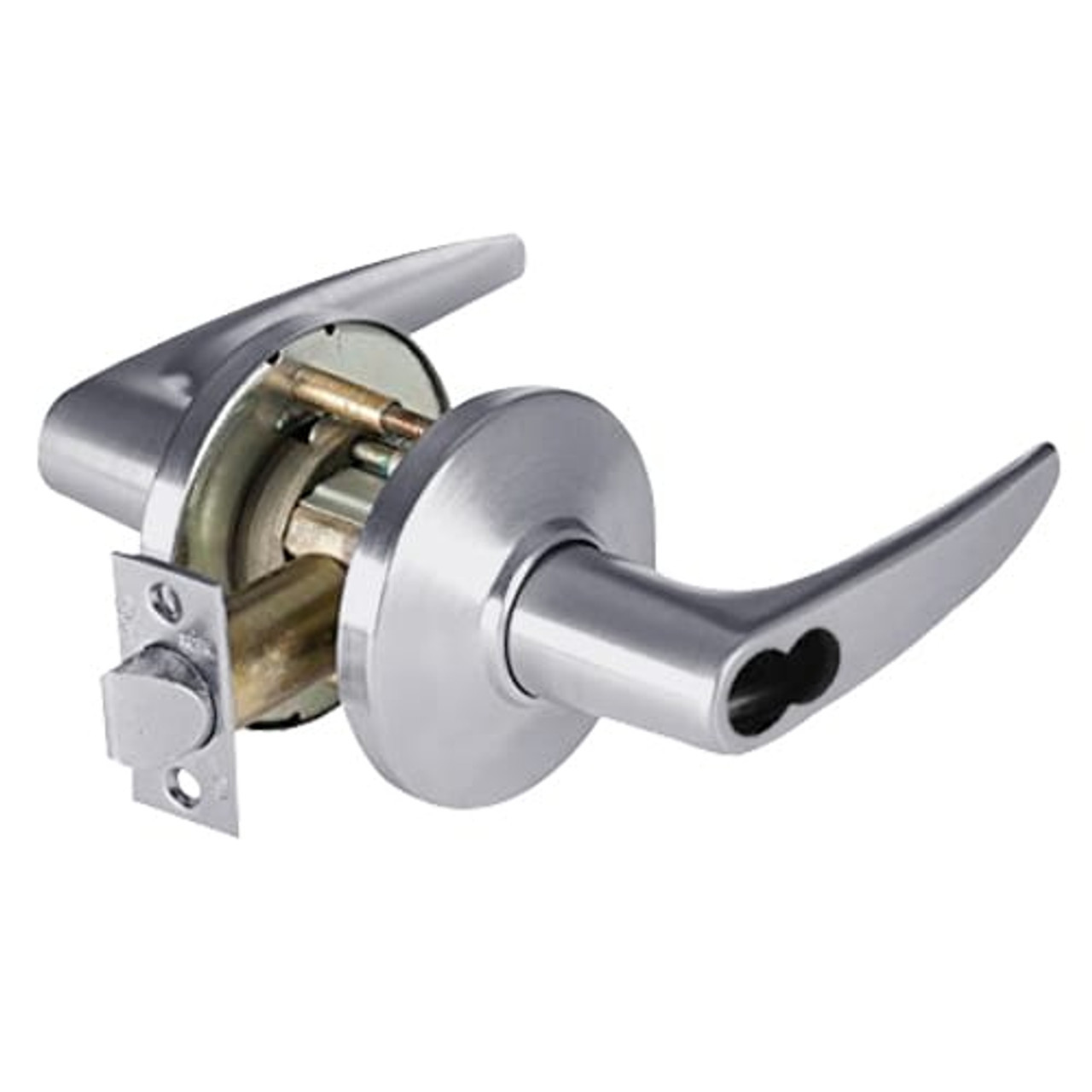 9K37W16DSTK626LM Best 9K Series Institutional Cylindrical Lever Locks with Curved without Return Lever Design Accept 7 Pin Best Core in Satin Chrome