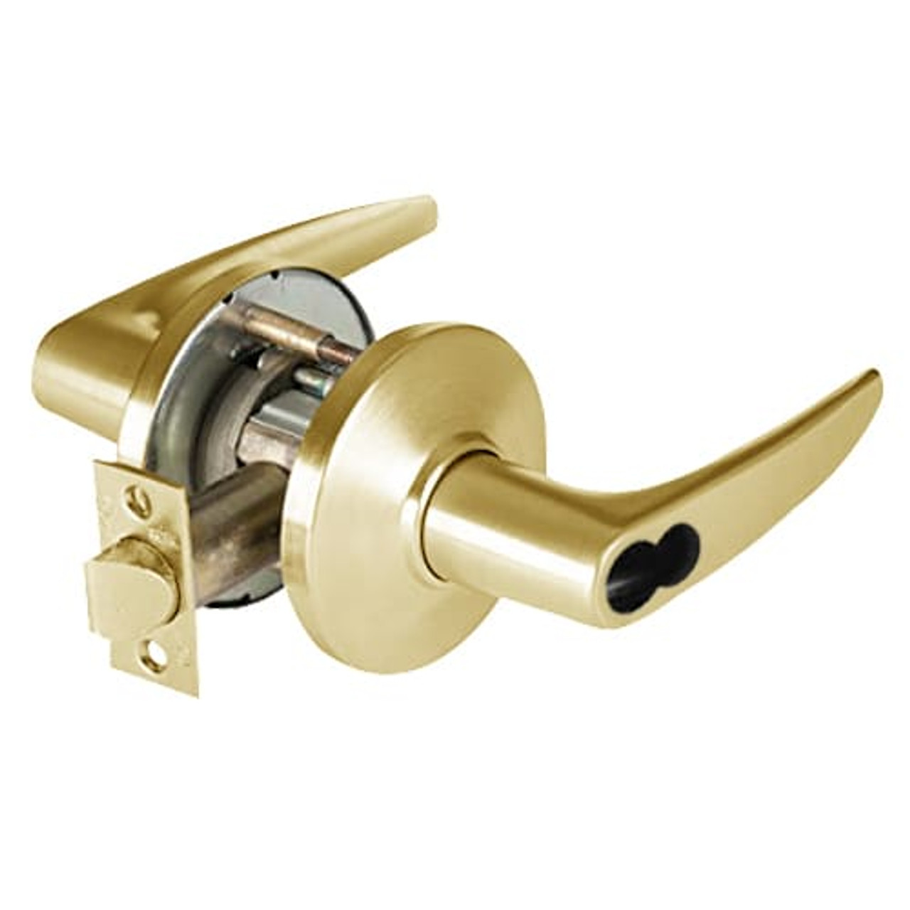 9K37W16DSTK605LM Best 9K Series Institutional Cylindrical Lever Locks with Curved without Return Lever Design Accept 7 Pin Best Core in Bright Brass